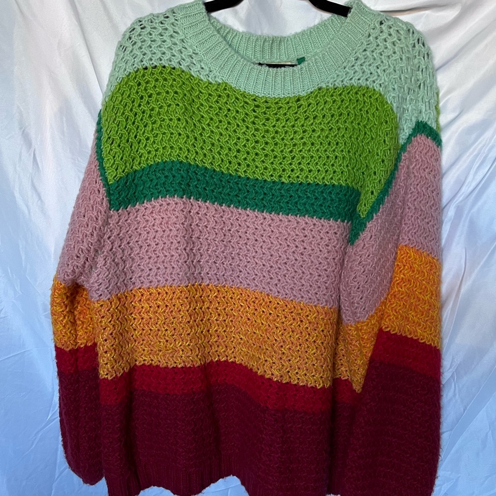 Farm Rio women’s crewneck crochet sweater